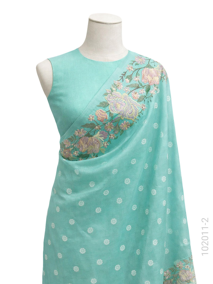 Kora Organza Embroidery Work Banarasi Saree Bulk Export view 3