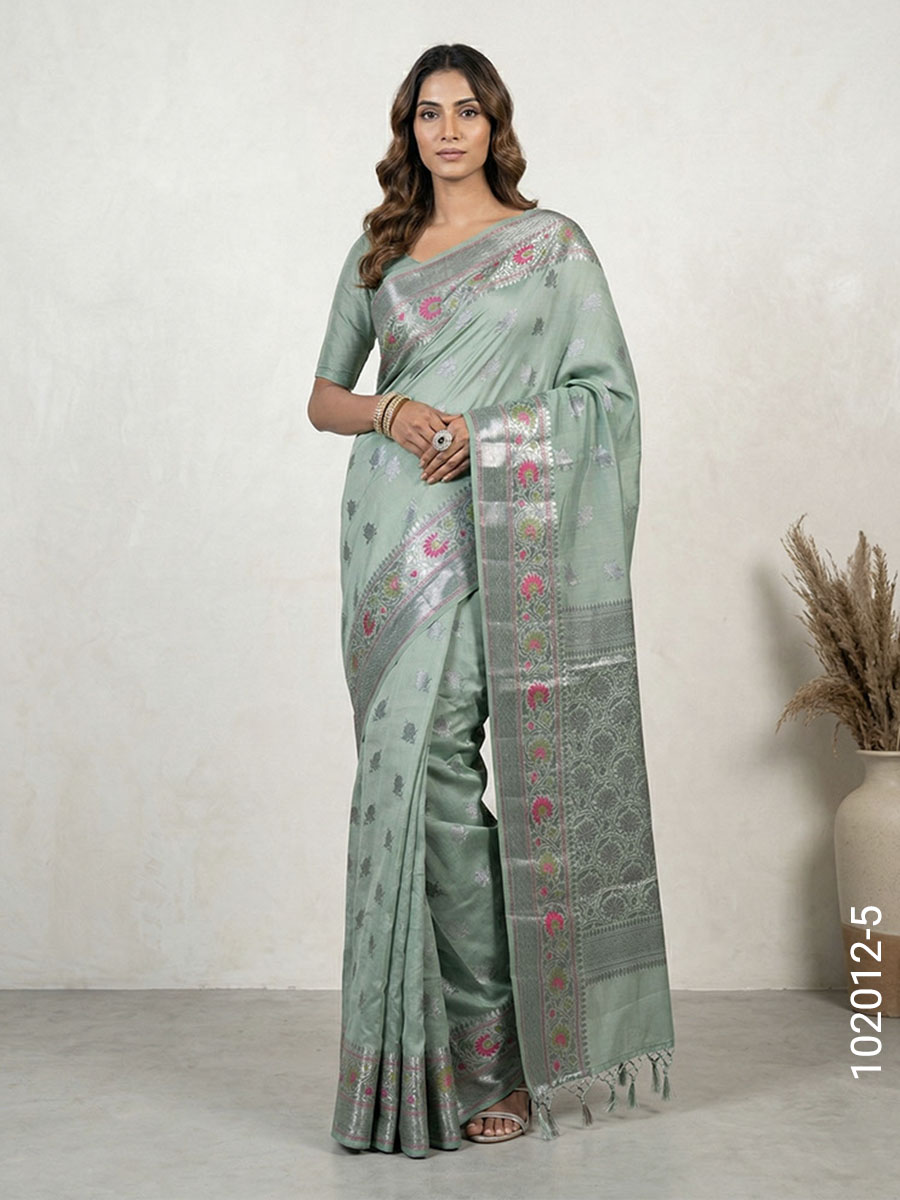 Soft Silk Resham and Zari Work Banarasi Saree Wholesale view 6