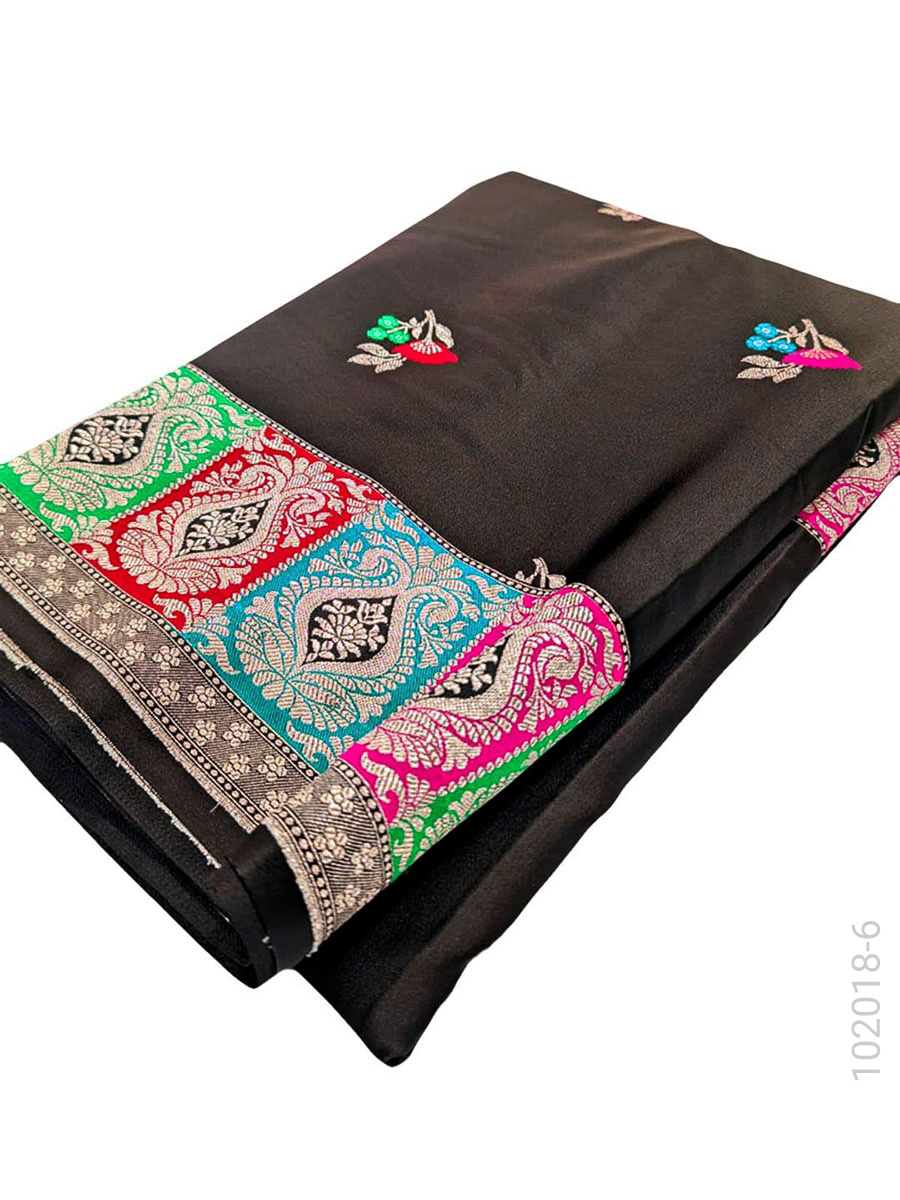 Mashru Silk Resham and Zari Work Banarasi Saree Wholesale view 7