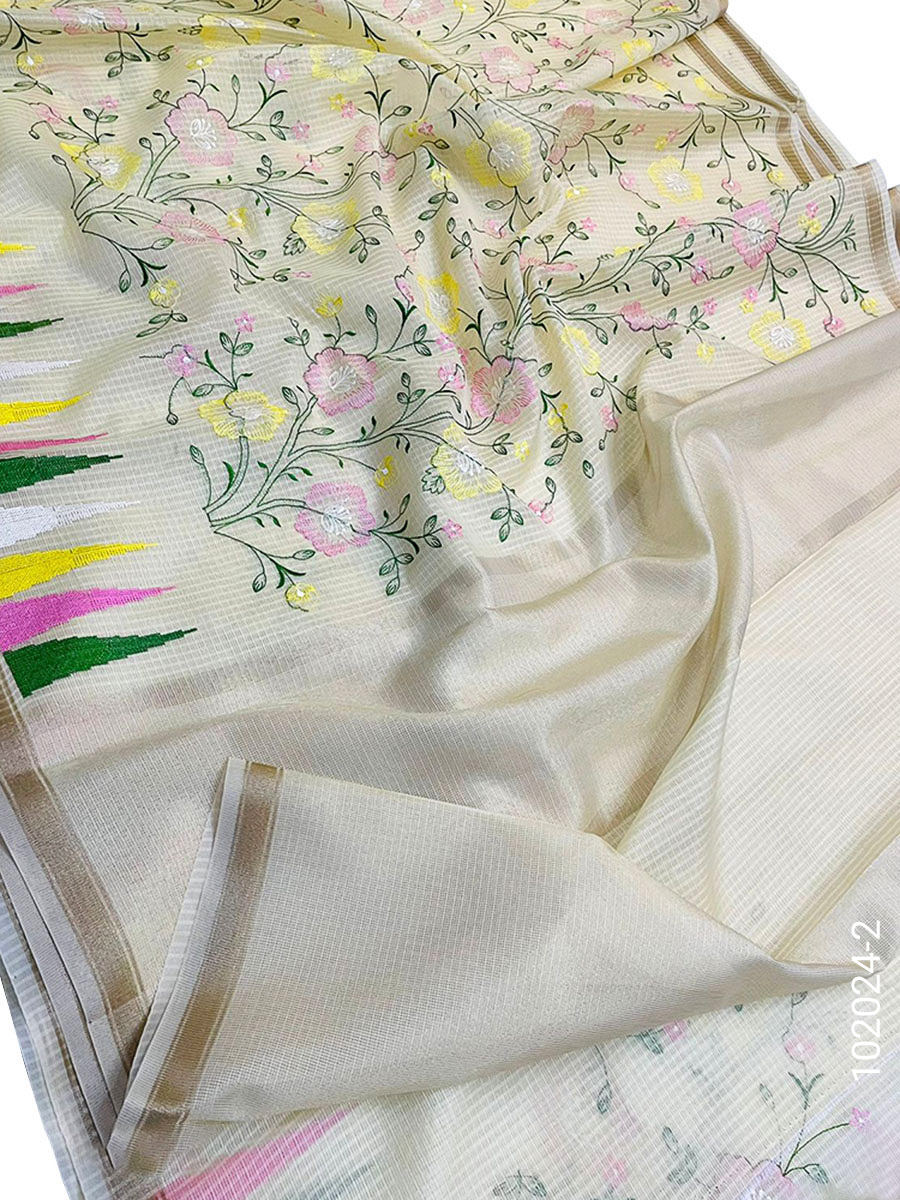 Cotton Kota Checks Embroidery Work Banarasi Saree Wholesale Distribution view 3