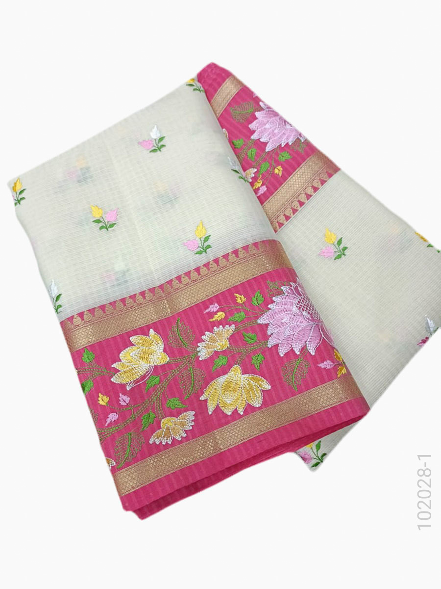 Cotton Embroidery Kota Checks Work Banarasi Saree Wholesale view 2