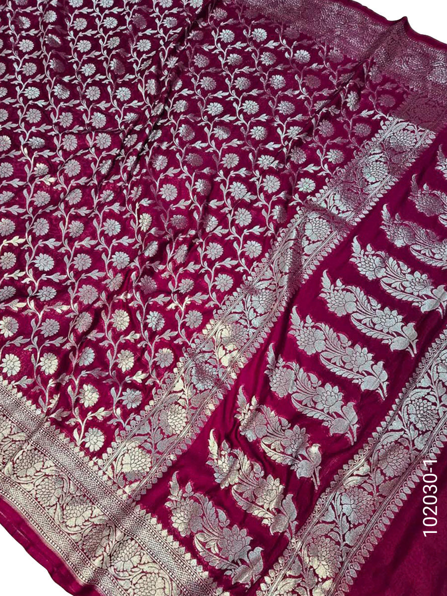 Katan Silk Zari Work Banarasi Saree Wholesale fabric close-up