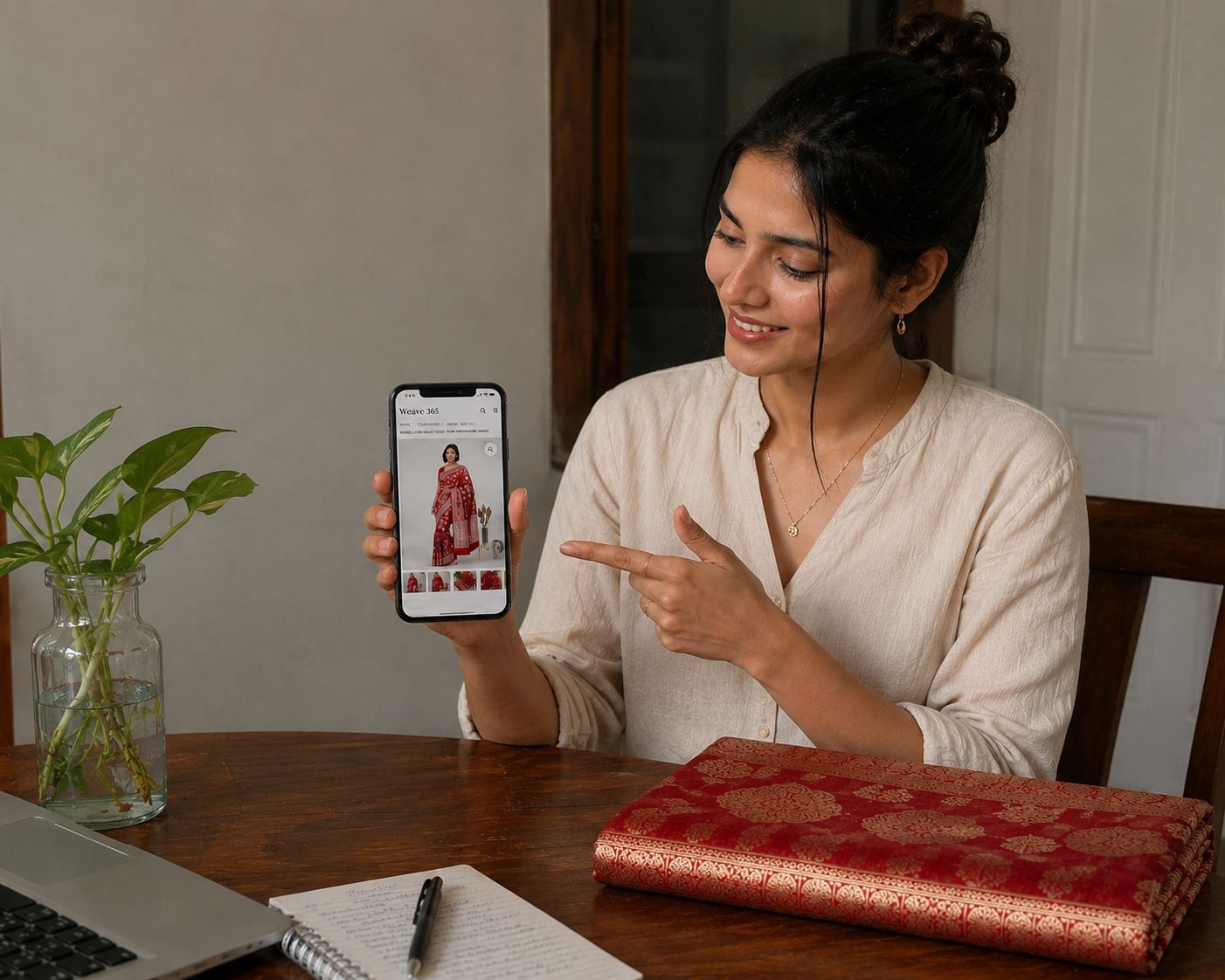 Luxury Banarasi fabrics and digital partner catalog display