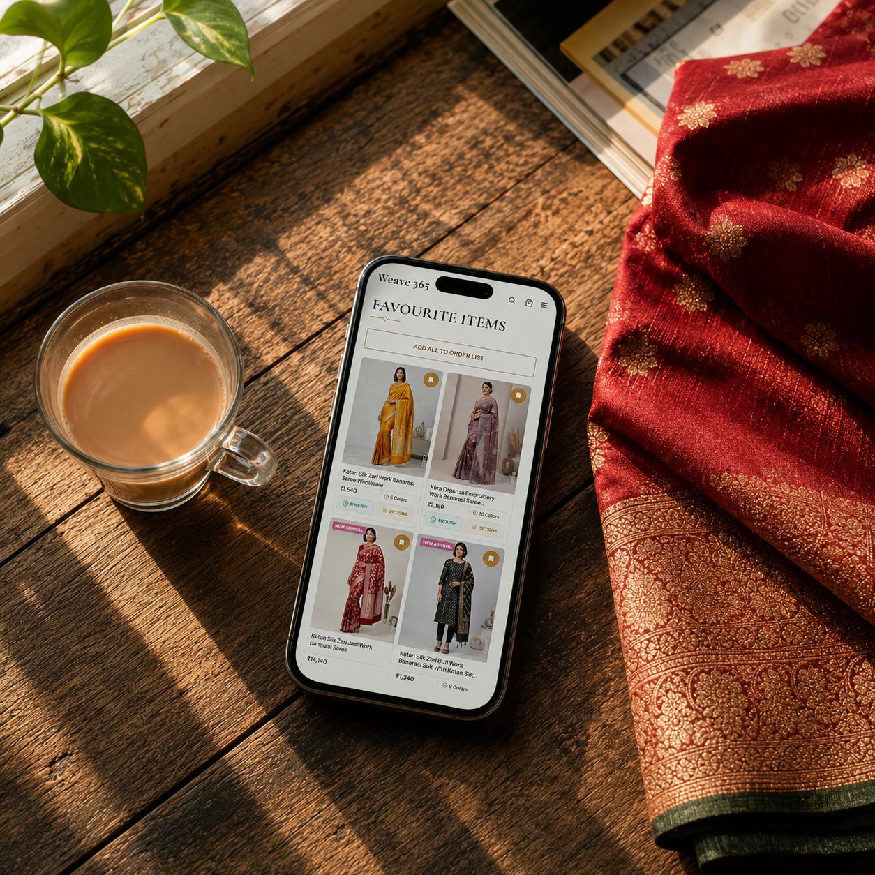 Premium Banarasi saree catalog display for resellers