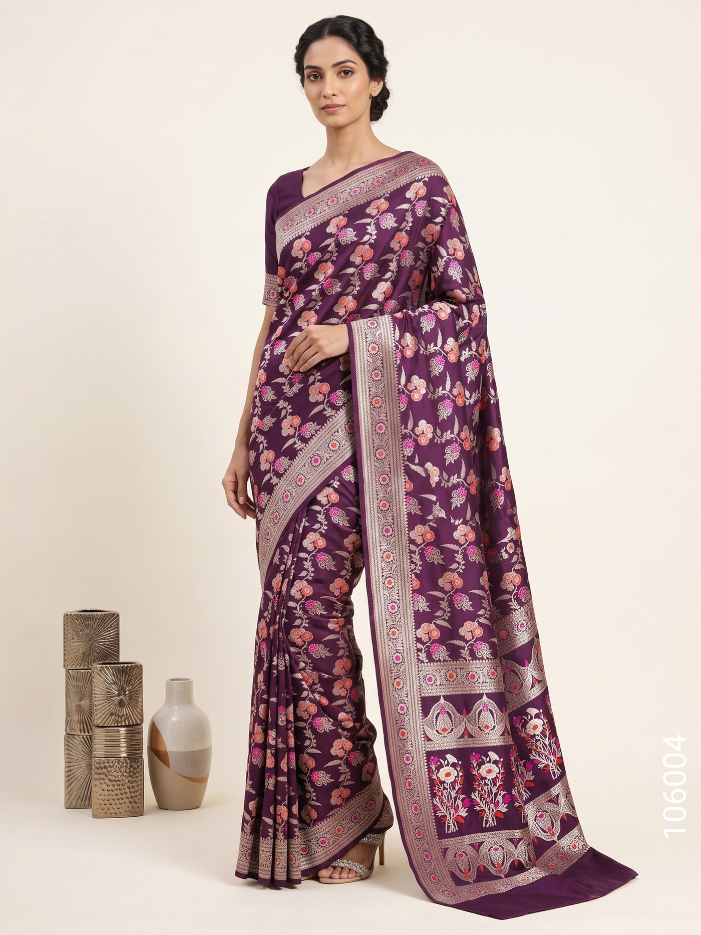 Mashru Silk Resham and Zari Alfi Jaal Work Banarasi Saree