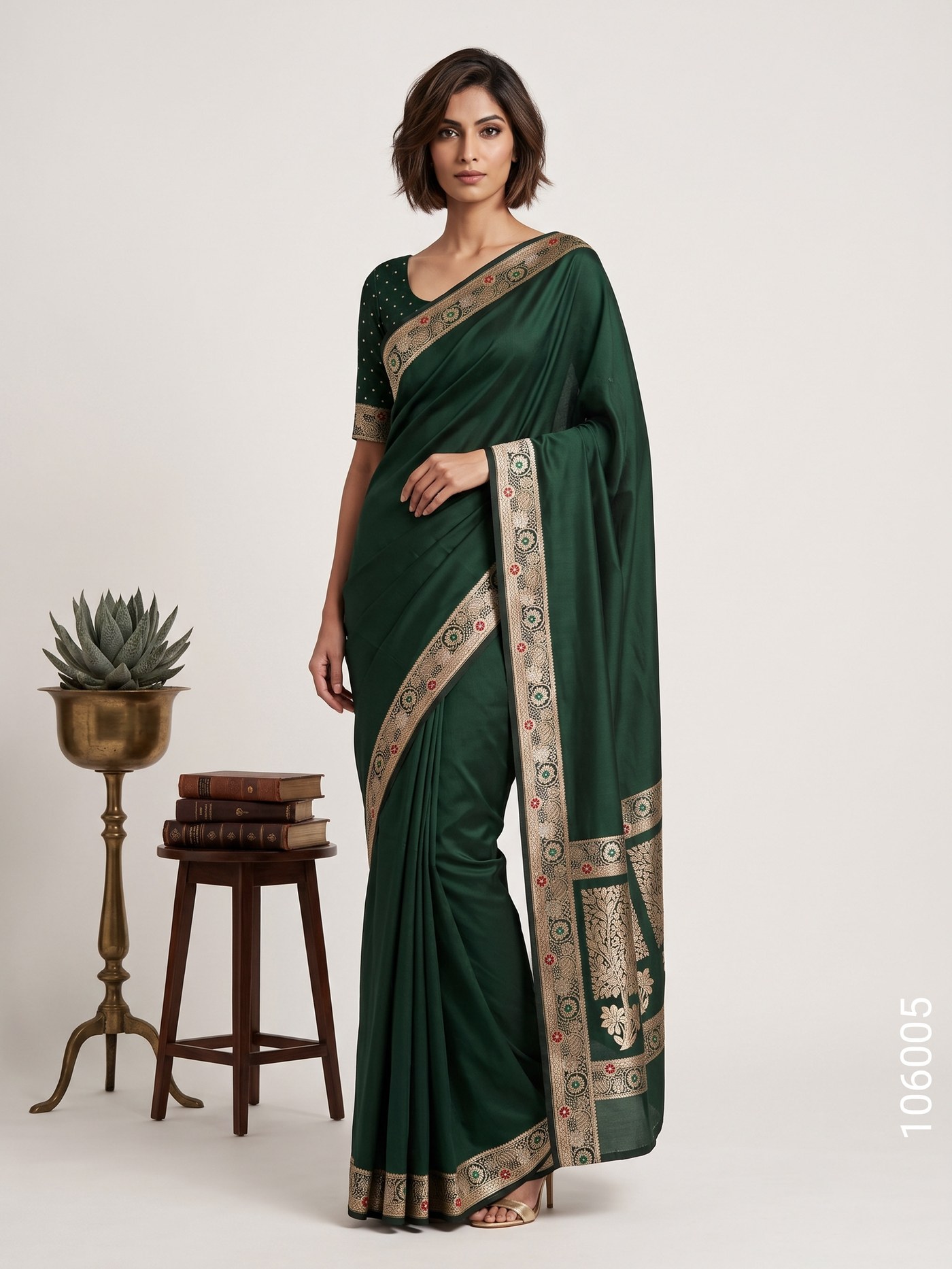 Mashru Silk Resham and Zari Designer Border Work Banarasi Saree