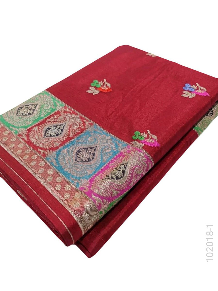 Mashru Silk Resham and Zari Work Designer Banarasi Saree fabric close-up
