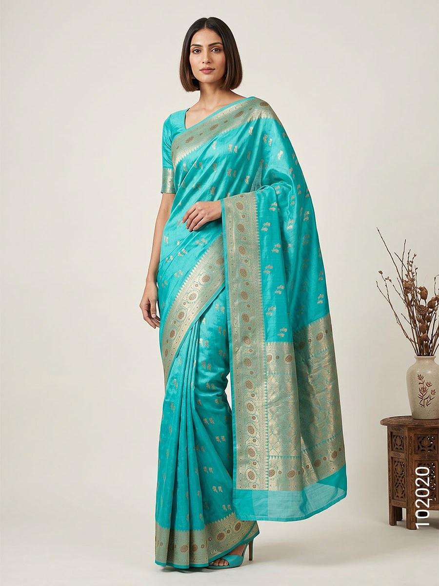 Viscose Resham and Zari Work Designer Banarasi Saree