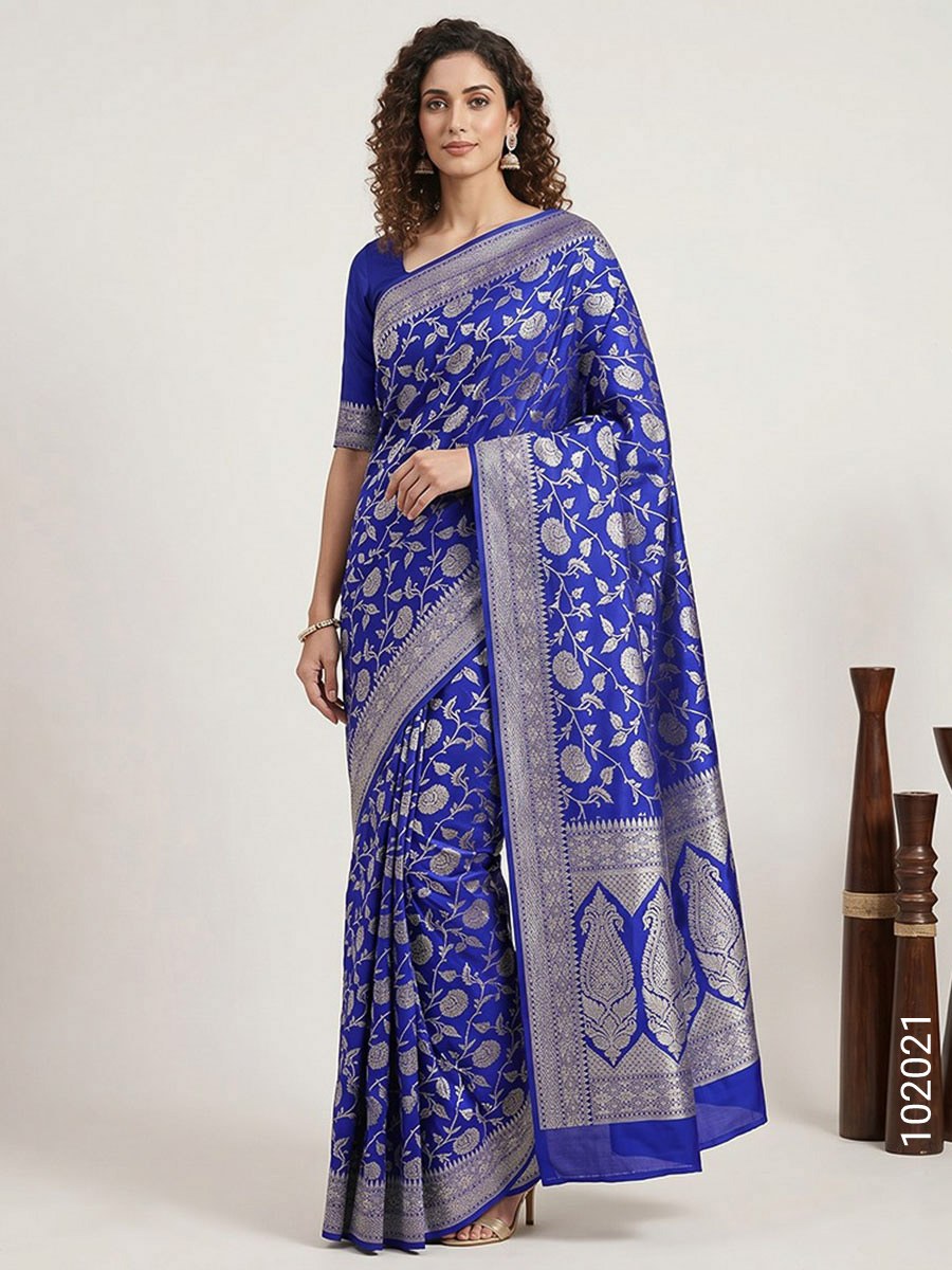 Katan Silk Zari Work Jaal Banarasi Saree