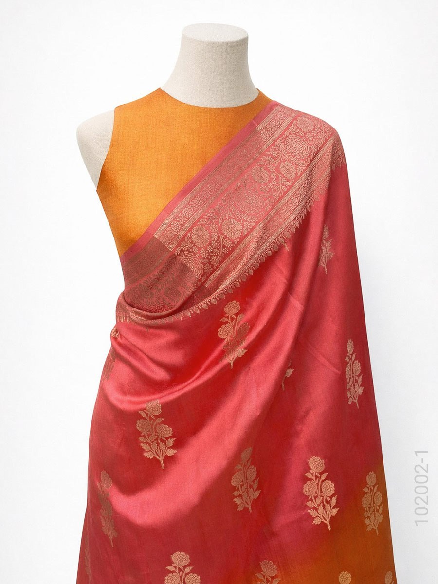 Soft Silk Zari Work Buta Banarasi Saree fabric close-up