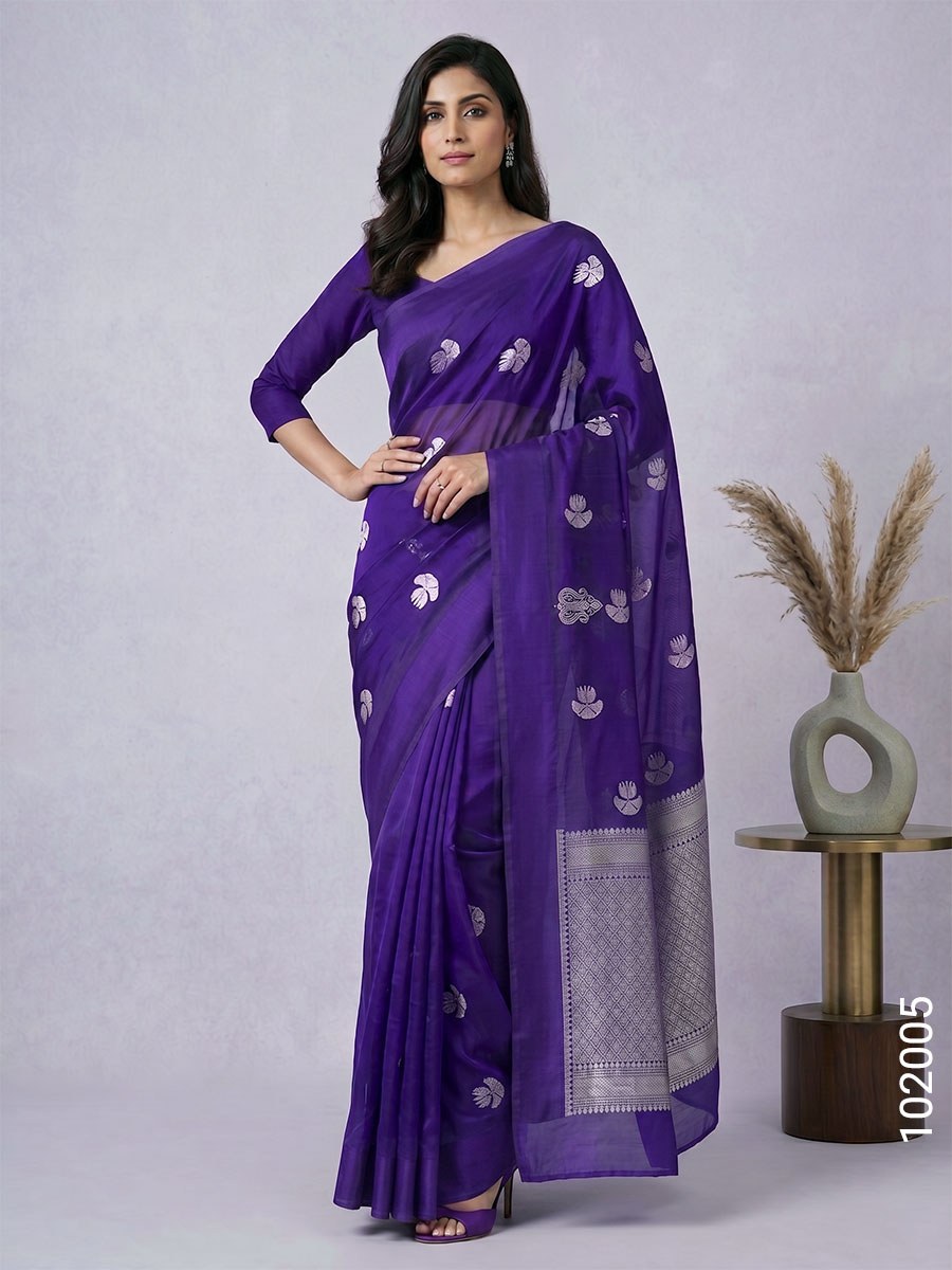 Kora Organza Zari Work Buta Banarasi Saree