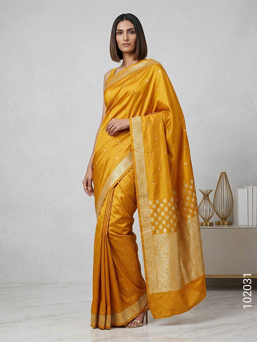 Katan Silk Zari Work Buti Banarasi Saree