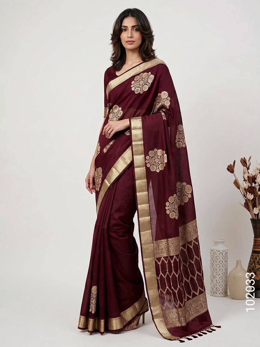 Kora Organza Zari Work Designer Banarasi Saree