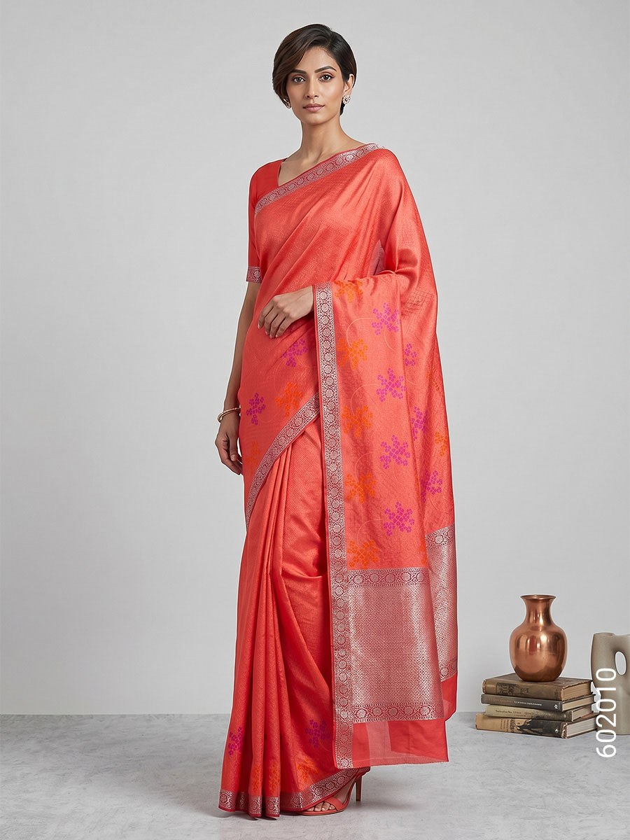 Red Zari Work Banarasi Saree in Cotton Silk