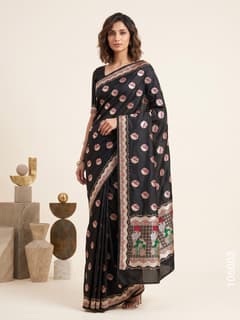 Mashru Silk Resham and Zari Alfi Buta Work Banarasi Saree view 1