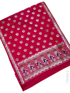 Mashru Silk Resham and Zari Alfi Buta Work Banarasi Saree view 3