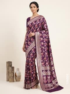 Mashru Silk Resham and Zari Alfi Jaal Work Banarasi Saree view 1