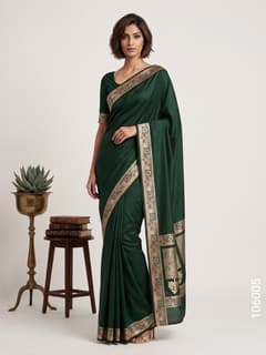 Mashru Silk Resham and Zari Designer Border Work Banarasi Saree view 1