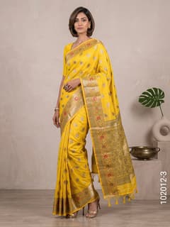 Soft Silk Resham and Zari Work Buta Banarasi Saree view 4