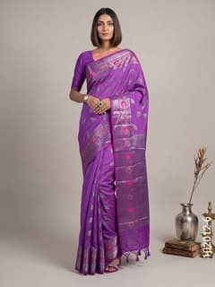 Soft Silk Resham and Zari Work Buta Banarasi Saree view 7