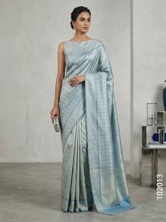 Art Silk Zari Work Jamdani Banarasi Saree view 1