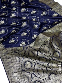 Mashru Silk Zari Work Jaal Banarasi Saree view 4