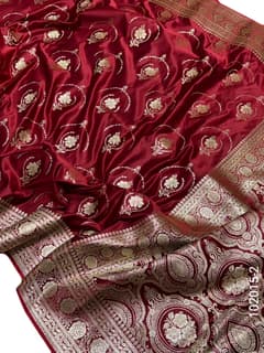 Mashru Silk Zari Work Jaal Banarasi Saree view 3