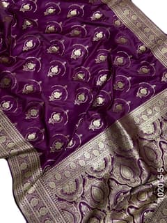 Mashru Silk Zari Work Jaal Banarasi Saree view 6