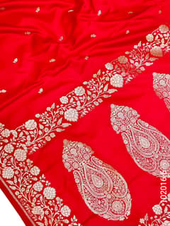 Mashru Silk Zari Work Buti Banarasi Saree view 5