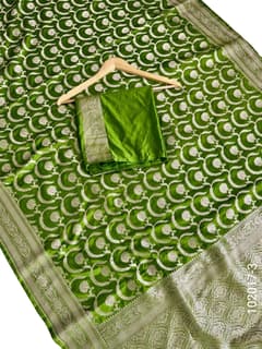 Mashru Silk Zari Work Jaal Banarasi Saree view 4