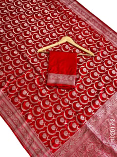Mashru Silk Zari Work Jaal Banarasi Saree view 3