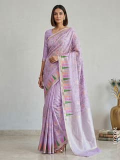 Cotton Embroidery Work Kota Checks Banarasi Saree view 1