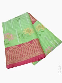 Cotton Embroidery Work Kota Checks Banarasi Saree view 2