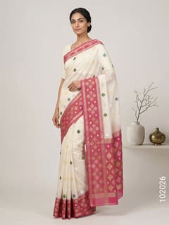 Cotton Embroidery Work Kota Checks Banarasi Saree view 1