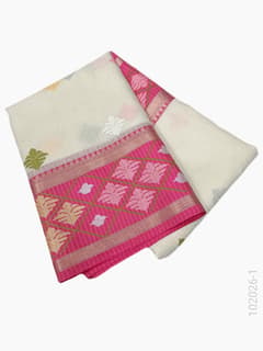 Cotton Embroidery Work Kota Checks Banarasi Saree view 2