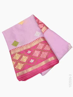 Cotton Embroidery Work Kota Checks Banarasi Saree view 4