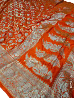 Katan Silk Zari Work Jaal Banarasi Saree view 6