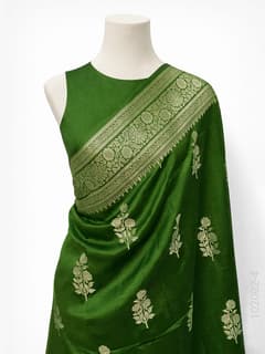 Soft Silk Zari Work Buta Banarasi Saree view 5