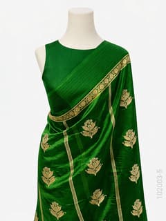 Soft Silk Zari Work Buta Banarasi Saree view 6