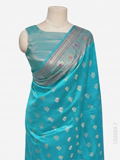 Soft Silk Resham and Zari Work Buti Banarasi Saree view 8