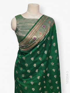 Soft Silk Resham and Zari Work Buti Banarasi Saree view 4