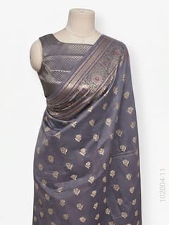 Soft Silk Resham and Zari Work Buti Banarasi Saree view 12
