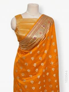 Soft Silk Resham and Zari Work Buti Banarasi Saree view 7