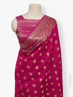 Soft Silk Resham and Zari Work Buti Banarasi Saree view 9