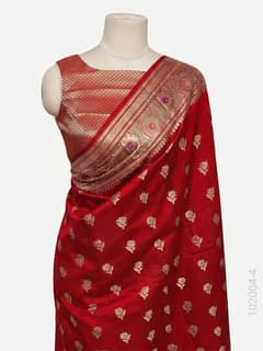 Soft Silk Resham and Zari Work Buti Banarasi Saree view 5