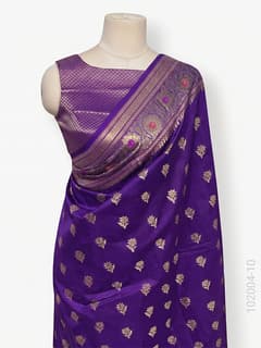 Soft Silk Resham and Zari Work Buti Banarasi Saree view 11