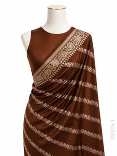 Katan Silk Zari Work Diagonal Stripe Banarasi Saree view 2