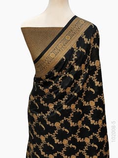 Soft Silk Zari Work Jaal Banarasi Saree view 6