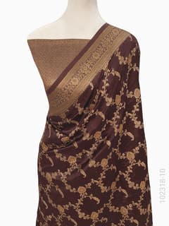 Soft Silk Zari Work Jaal Banarasi Saree view 11