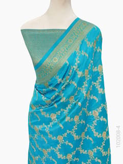 Soft Silk Zari Work Jaal Banarasi Saree view 5
